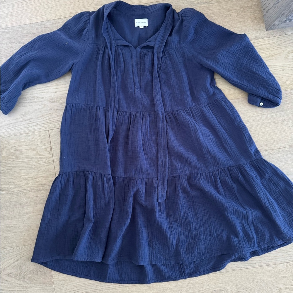 Honorine navy blue shift dress